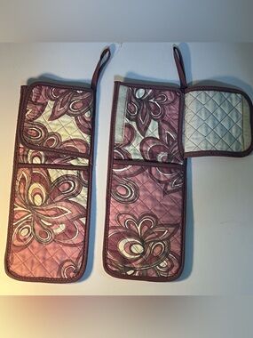 Set of 2 Quilted Hot Tool Storage Wraps Flat Iron Curling Iron Travel Cases